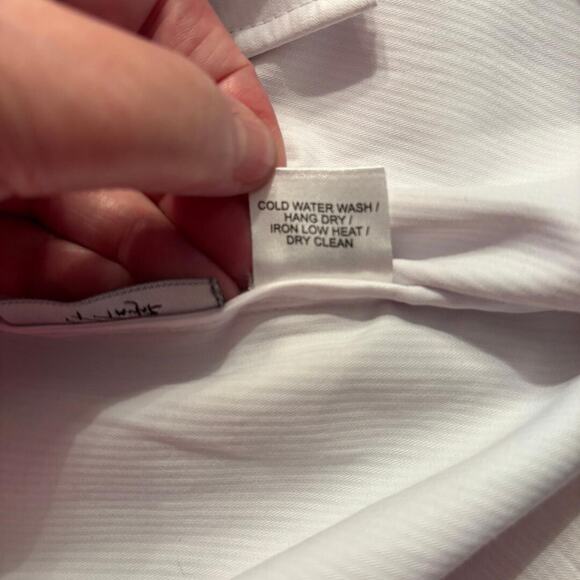 P Taylor White Long Sleeve Snap up Tunic Women's Size M Pockets Oversized - Picture 8 of 14